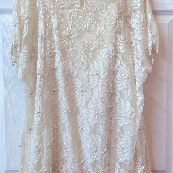 WEDDING DRESS 2 PIECES DROP SHOULDER DROP WAIST BEADED BY CREATIVE CREATIONS XXL - Picture 6 of 15